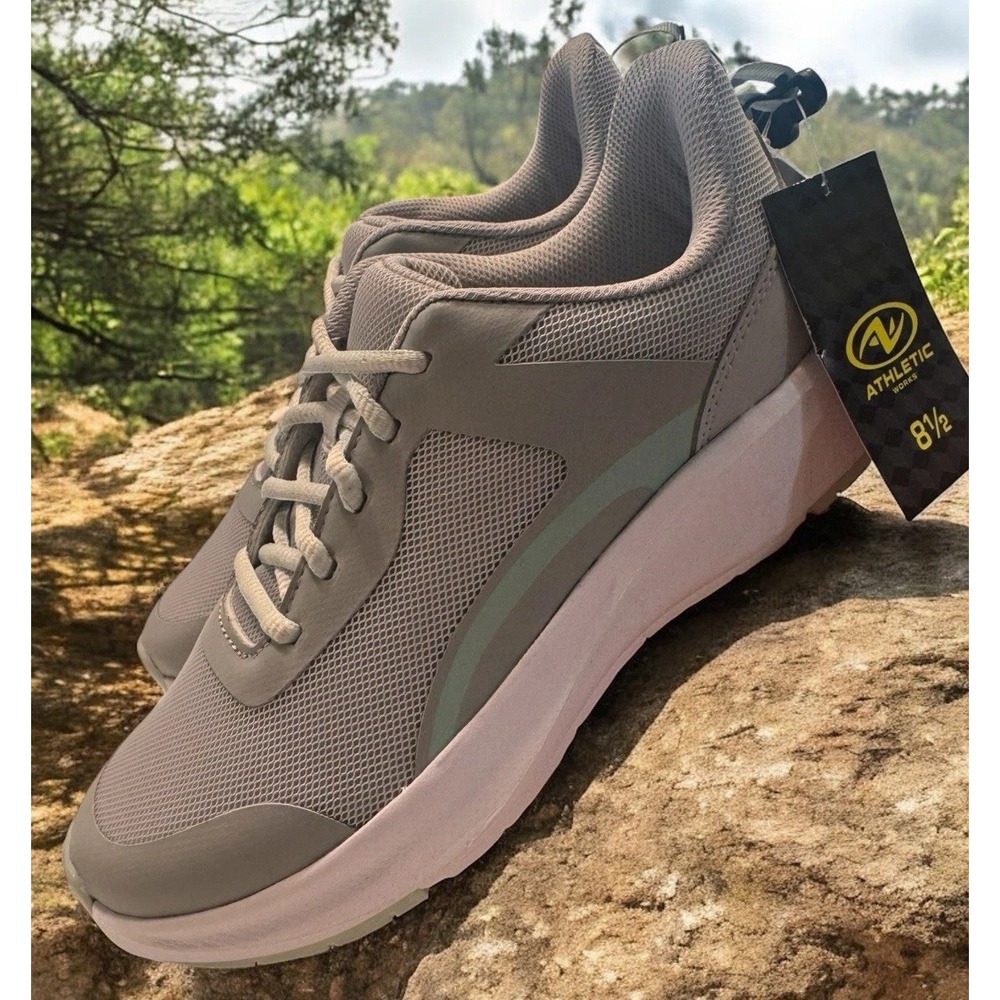 NEW Athletic Works Women Mesh Sneakers 8.5 Gray Lace Up Running Active Shoes NWT